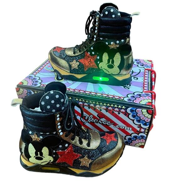 Rare Irregular Choice Disney Gosh Mickey Mouse Light Up Sneakers 7.5 w/ box VGUC - Picture 2 of 16
